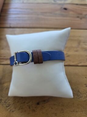 Blue Leather Bracelet with Brown Accent